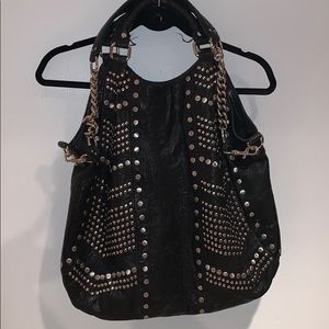 Bikerssque beaded leather satchel/tote